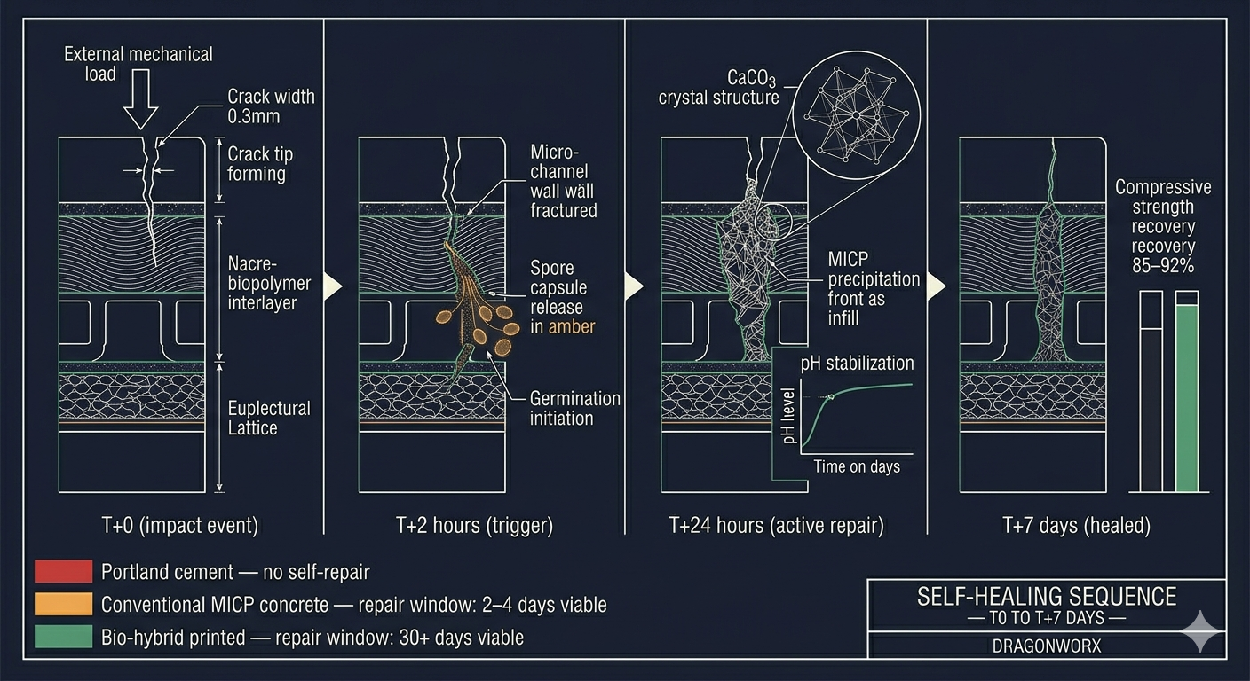 Self-Healing Sequence — T0 to T+7 Days
